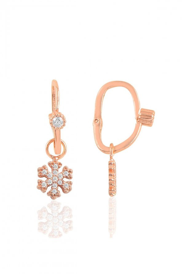 Gümüş rose taşlı kar tanesi göçmen küpe ürün görseli