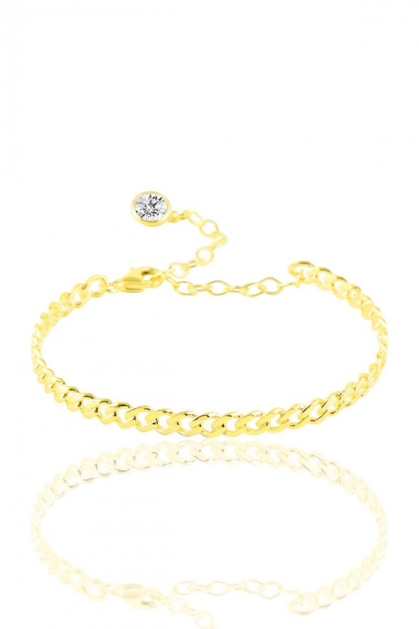 Gümüş zincir modeli altın renkli bilezik ürün görseli 1