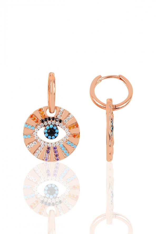 Gümüş rose zirkon taşlı aura küpe