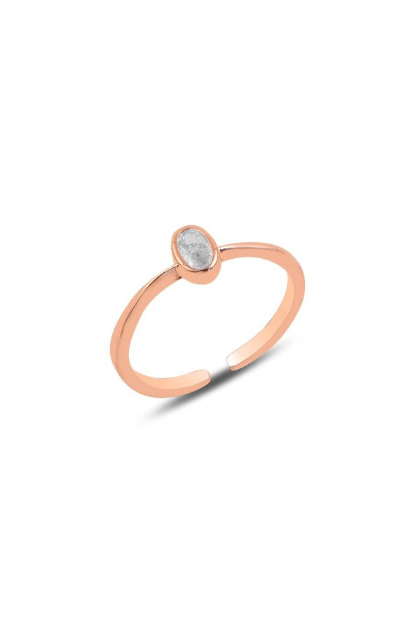 Gümüş rose zirkon ayarlamalı yüzük - 1