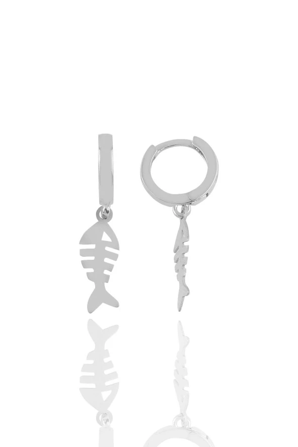 Gümüş  balık kılçığı küpe - Resim 2