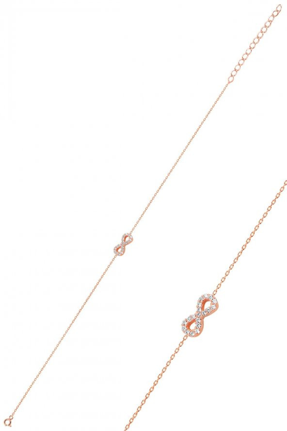 Gümüş rose zirkon taşlı sonsuzluk bileklik - 1