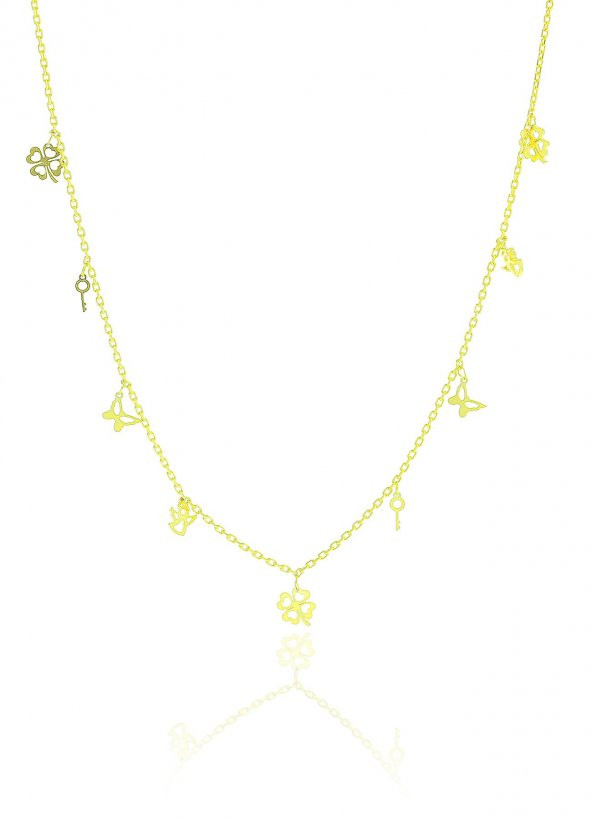 Gümüş altın yaldızlı kısmet şans kolyesi ürün görseli 1