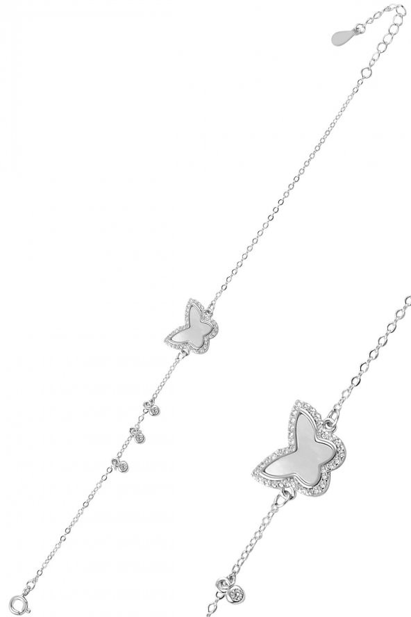 Gümüş  sedef ve zirkon taşlı bileklik ürün görseli