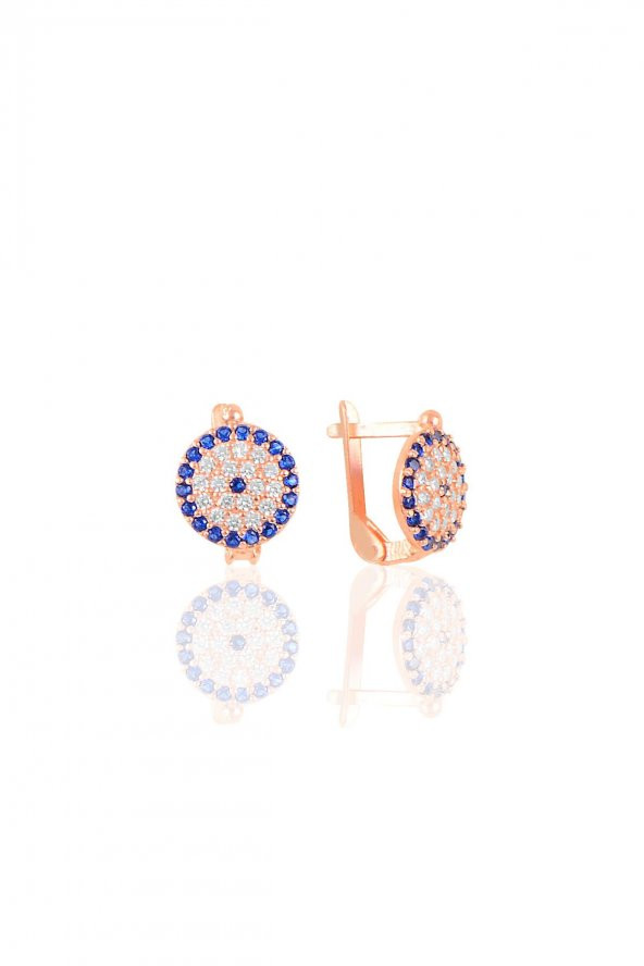 Gümüş rose klipsli nazar küpe ürün görseli