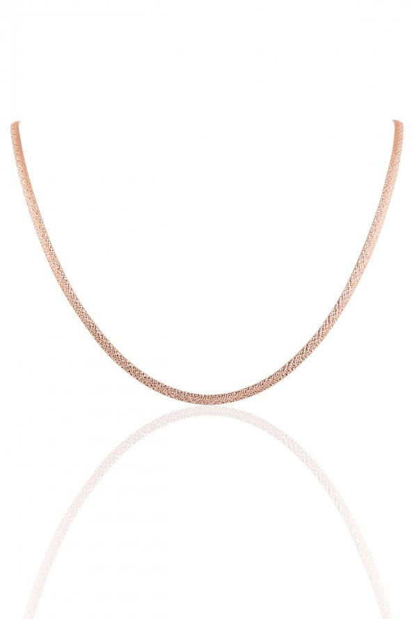 Gümüş rose desenli italyan yassı modeli kolye SGTL10099ROSE ürün görseli