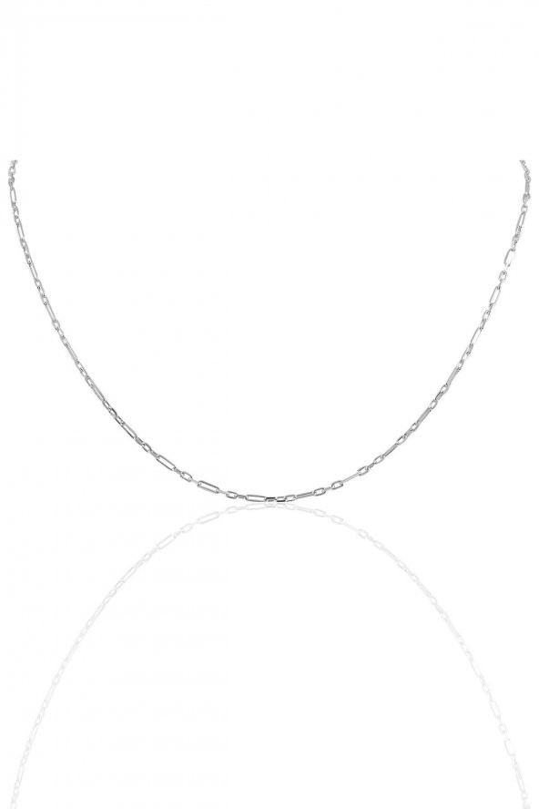 Gümüş 60 cm rodyumlu aralıklı figaro zincir SGTL10101RODAJ
