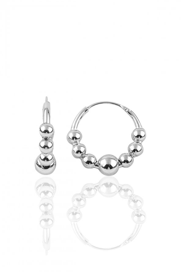 Gümüş rodyumlu 17 mm top top halka küpe - 1