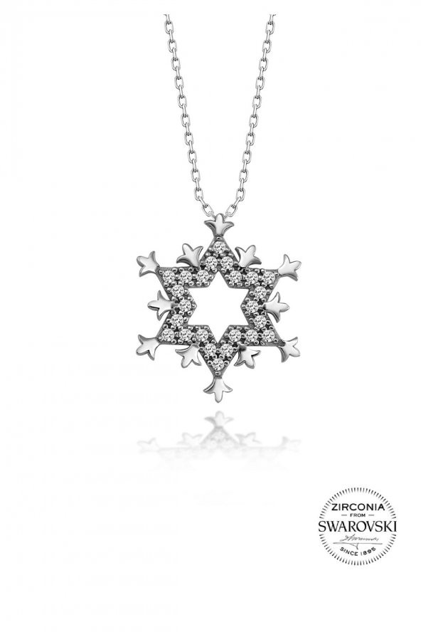 Gümüş Swarovski taşlı pırlanta modeli kartanesli kolye