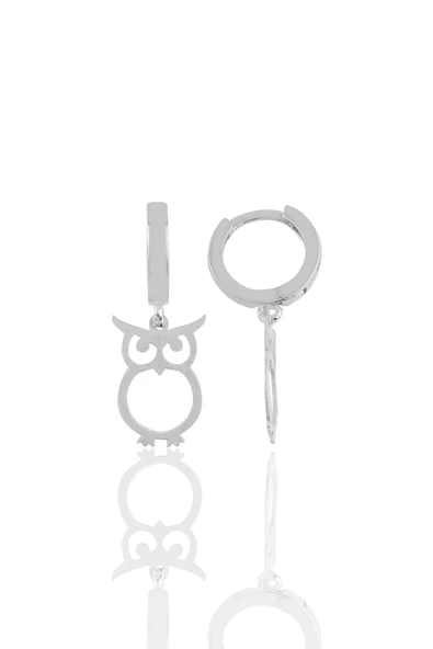 Gümüş baykuş küpe - Resim 2