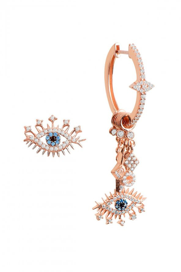 Gümüş rose lareyn şans küpe - 1