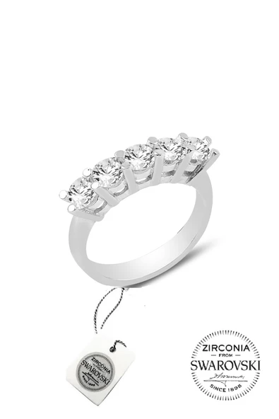 Gümüş Swarovski beş taşlı yüzük SGTL20513 - 2