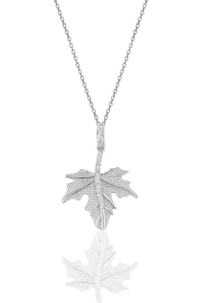 Gümüş rodyumlu yaprak kolye SGTL10237 ürün görseli