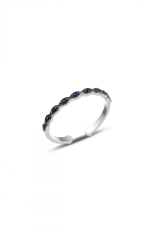Gümüş ayarlamalı safir taşlı ince yüzük
