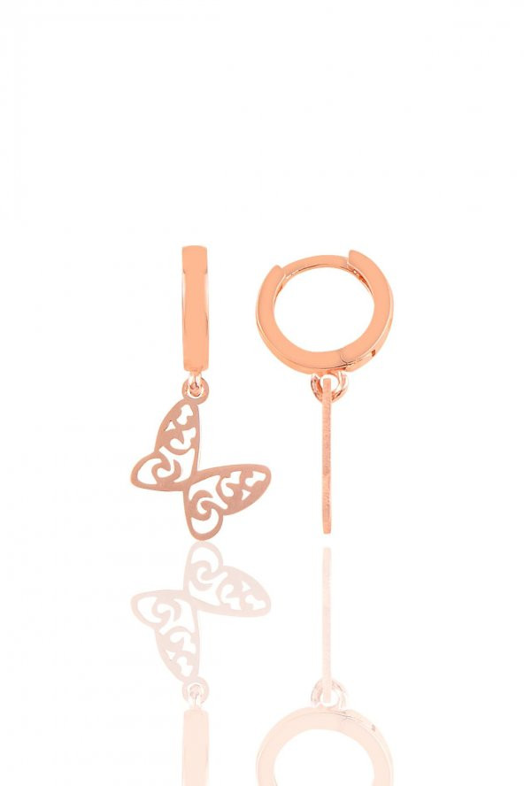 Gümüş desenli kelebek küpe SGTL10355 - 3
