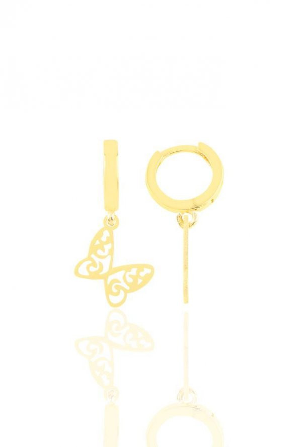 Gümüş desenli kelebek küpe SGTL10355 - 4