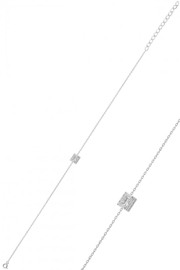 Gümüş rodyumlu baget bileklik ürün görseli