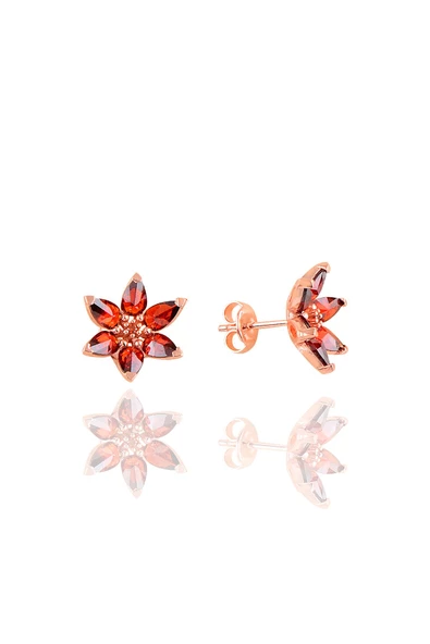 Gümüş rose  taşlı nilüfer lotus çiçeği küpe SGTL10388 - 3