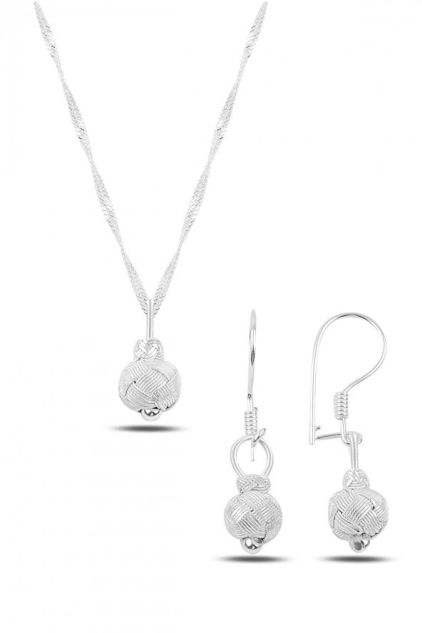 Gümüş beyaz kazaziye top modeli ikili set ürün görseli