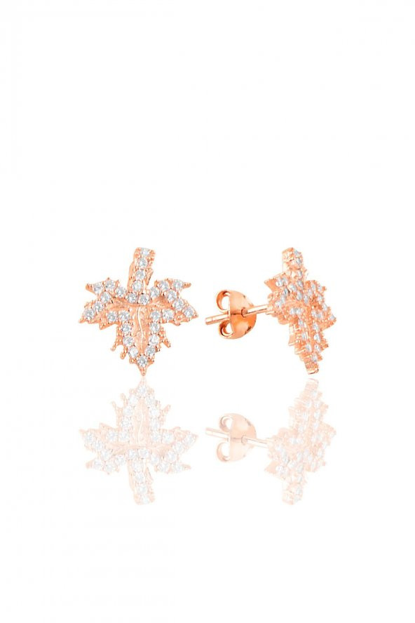 Gümüş  taşlı çınar yaprağı küpe ürün görseli