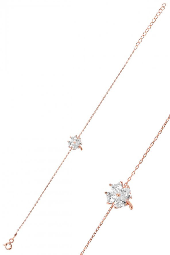 Gümüş zirkon taşlı yonca modeli bileklik SGTL10090BEYAZ ürün görseli 1