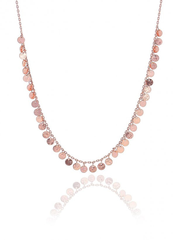 Gümüş rose dövme modeli pullu kolye ürün görseli