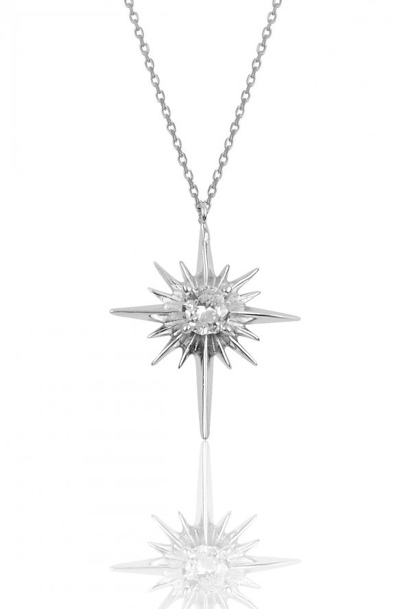 Gümüş kutup yıldızı modeli kolye SGTL10077 ürün görseli