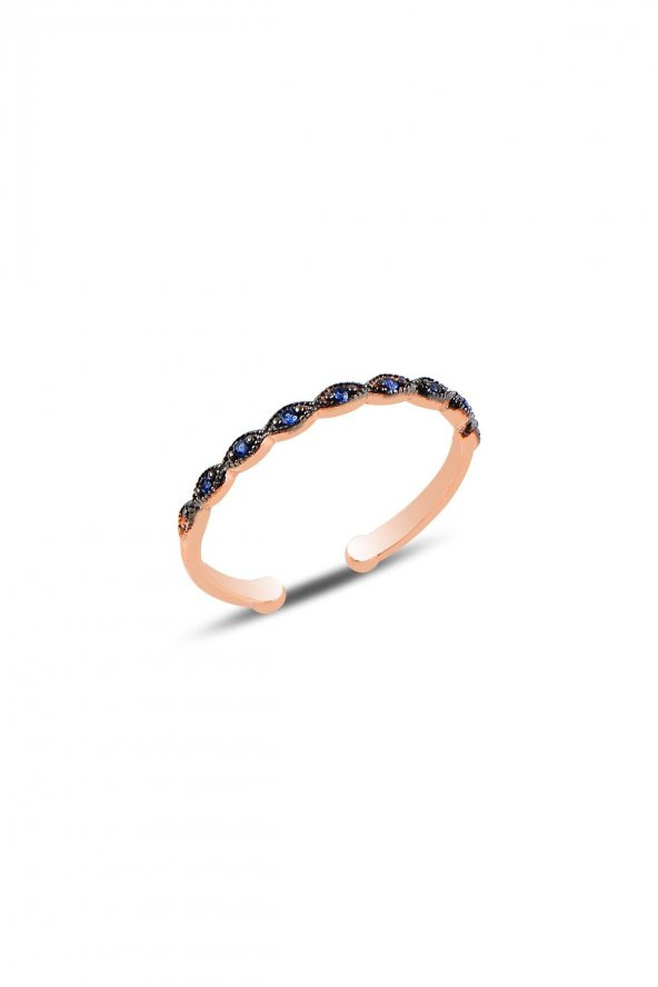 Gümüş ayarlamalı rose safir taşlı ince yüzük - 1