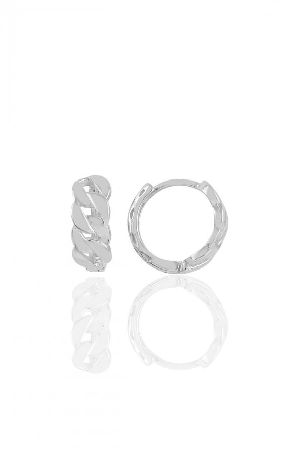 Gümüş zincir modeli halka küpe ürün görseli