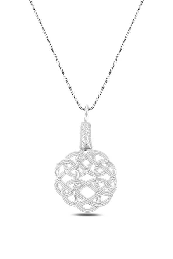 Gümüş beyaz kazaziye aşk düğümü kolye SGTL10296BYZ ürün görseli 1