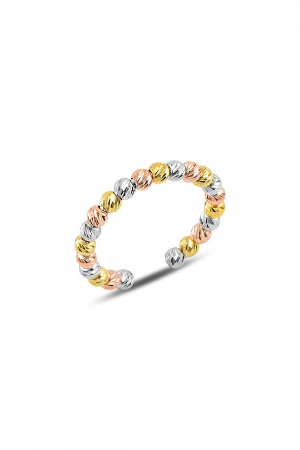 Gümüş ayarlamalı  renkli dorica toplu yüzük ürün görseli