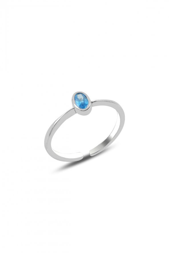 Gümüş rodyumlu akuamarin taşlı ayarlamalı yüzük ürün görseli
