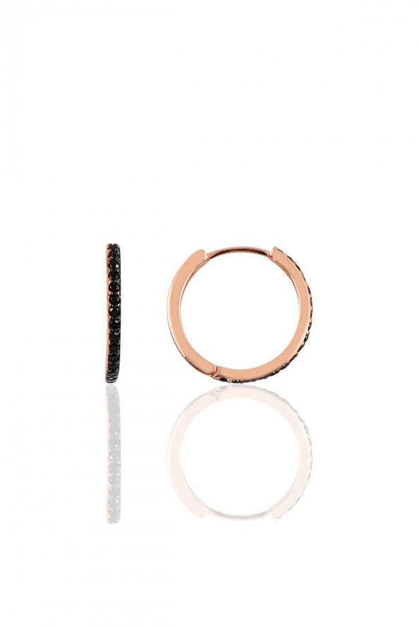 Gümüş 17 mm rose siyah taşlı tamtur halka küpe ürün görseli 1