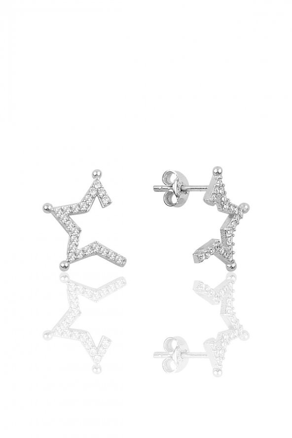 Gümüş yarım yıldız küpe ürün görseli