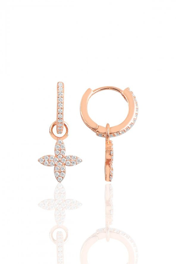 Gümüş dört yapraklı yonca halka küpe ürün görseli 1