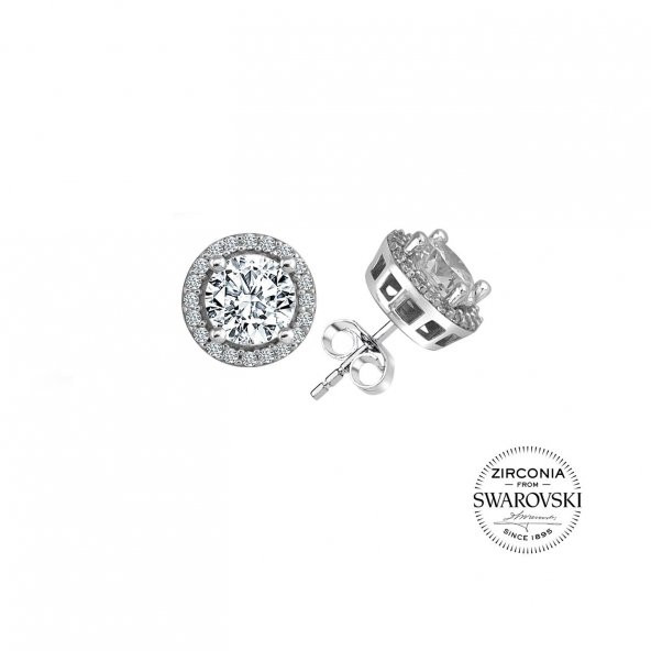 Gümüş Swarovski taşlı pırlanta modeli yuvarlak üçlü set SGTL20518SETA - 3