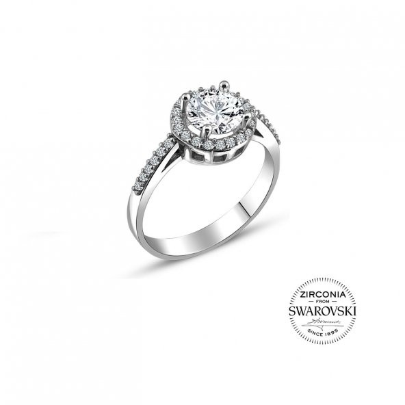 Gümüş Swarovski taşlı pırlanta modeli yuvarlak üçlü set SGTL20518SETA - 4