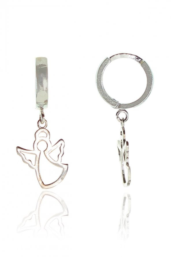 Gümüş kanat modeli halkalı küpe ürün görseli