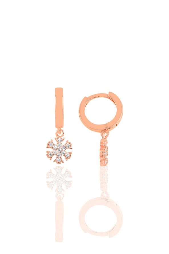 Gümüş zirkon taşlı kar tanesi küpe ürün görseli 1