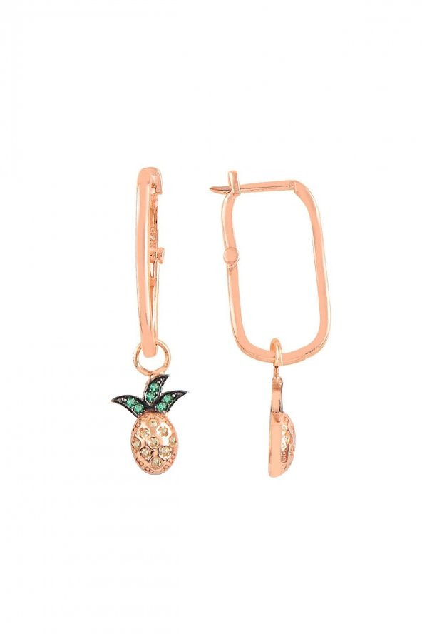 Gümüş rose ananas göçmen küpe