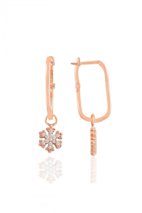 Gümüş rose kar tanesi göçmen küpe ürün görseli