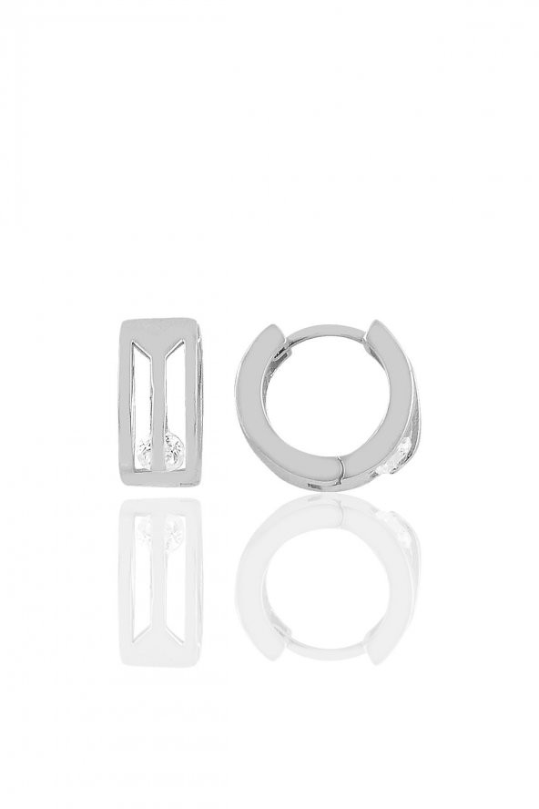 Gümüş rodyumlu trend halka  küpe ürün görseli 1