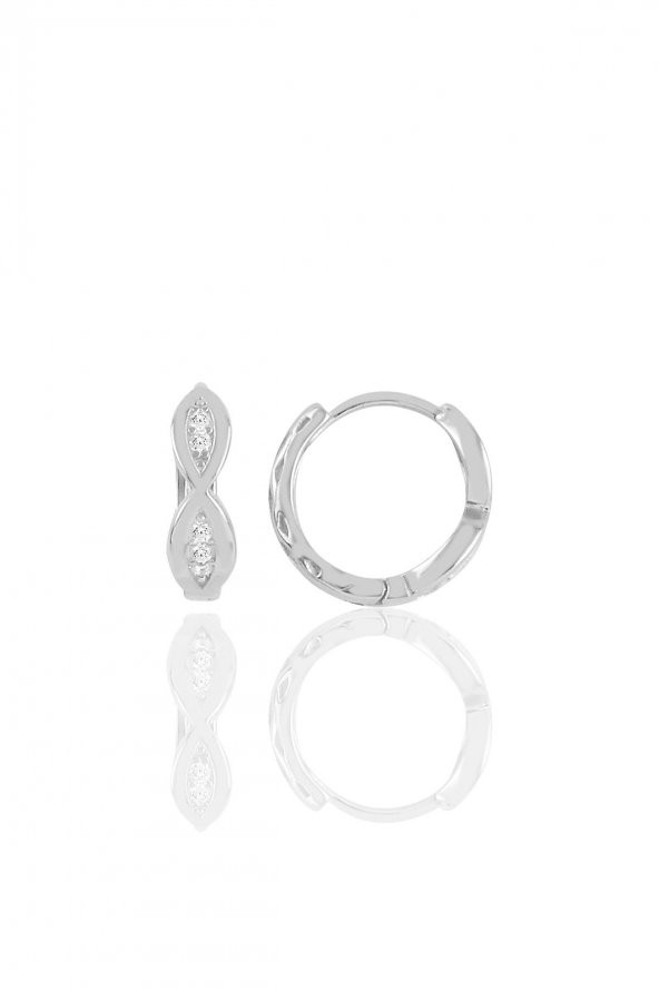 Gümüş rodyumlu sonsuzluk halka küpe ürün görseli