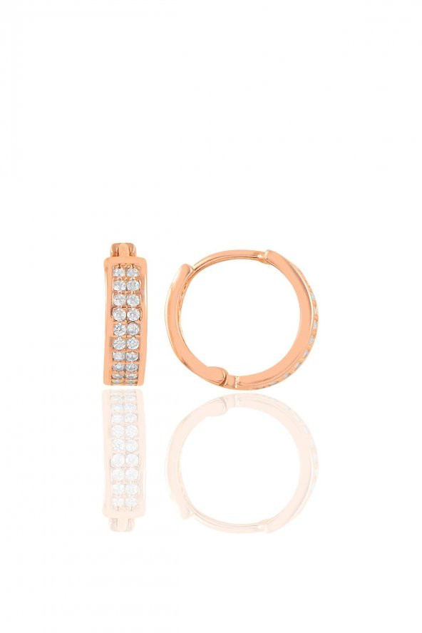 Gümüş  rose  çift sıra taşlı halka küpe ürün görseli