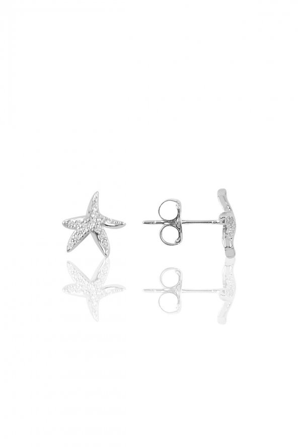 Gümüş deniz yıldızı modeli küpe ürün görseli 1