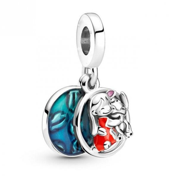 Bileklik ve Kolye İçin Disney Lilo ve Stitch Aile Sallantılı Gümüş Kaplama Charm