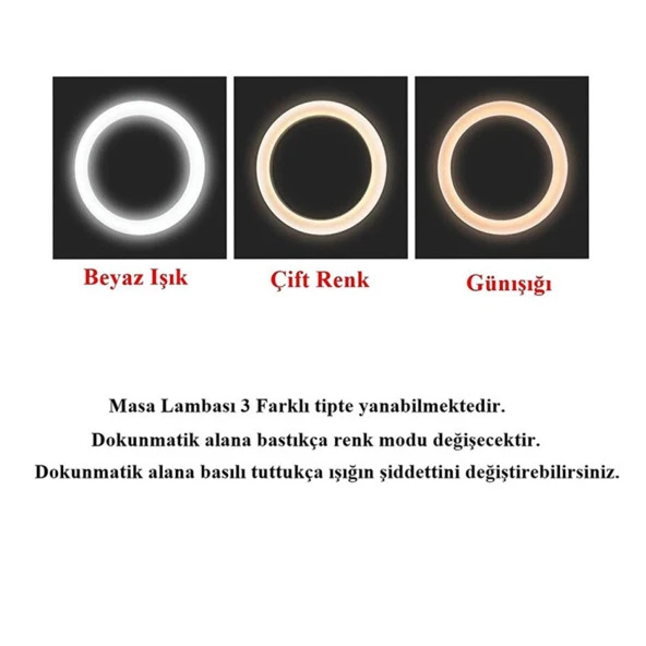 Watton WT-005 Usb Şarjlı Dokunmatik Masa Lambası 26 Led 33cm - 3