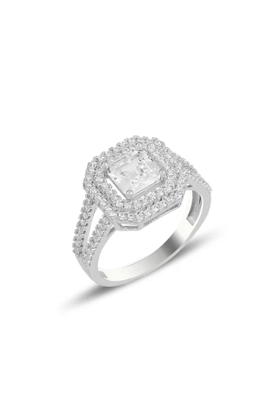 Gümüş rodyumlu özel tasarım baget kesim zirkon taşlı yüzük SGTL11591RODAJ ürün görseli