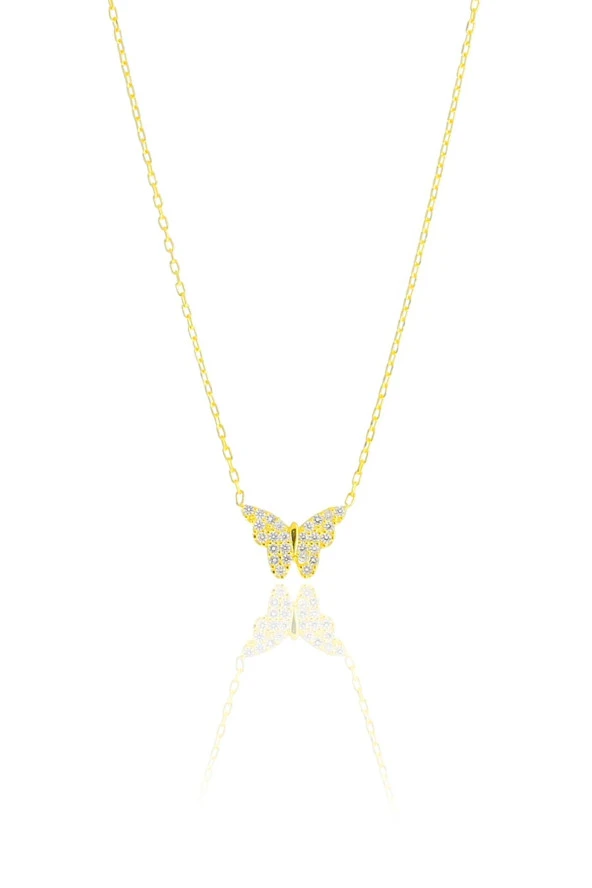 Gümüş altın yaldızlı kelebek kolye…  SGTL10505GOLD