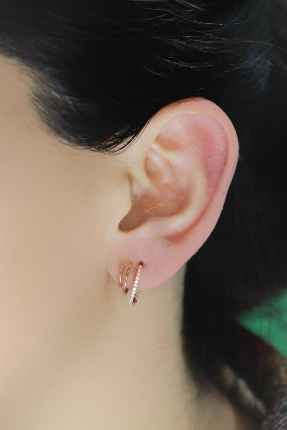 Gümüş rose zirkon taşlı sultan küpe - Resim 2